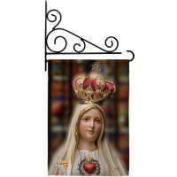 Breeze Decor Our Lady Of Fatima - Impressions Decorative Metal Fansy Wall Bracket Garden Flag Set GS103058-BO-03
