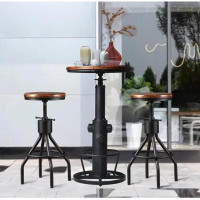 Williston Forge 3-Piece Bar Table (38.6"-48.4") & 2 Backless Stools (24"-30") Set For Pub Kitchen Dining Living Party Bi