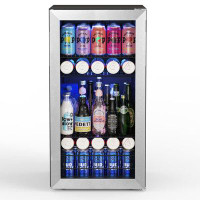 Yeego Yeego 121 Cans (12 oz.) 3.1 Cubic Feet Outdoor Rated Beverage Refrigerator with Wine Storage and with Glass Door