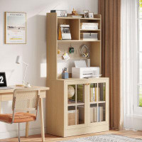 Latitude Run® 70.8" Tall Bookcase Bookshelves With Open Shelves And Cabinet