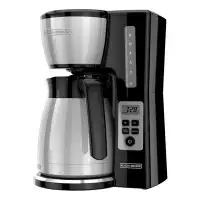 BLACK+DECKER BLACK+DECKER 12 Cup Thermal Programmable Coffee Maker With Brew Strength And VORTEX Technology, Black/Steel