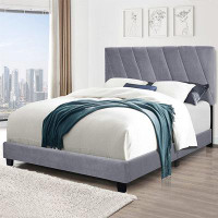 Mercer41 GRAY QUEEN SIZE ADJUSTABLE UPHOLSTERED BED STAIN RESISTANT AND DURABLE