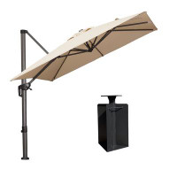 Arlmont & Co. Sefton 8' Square Tilt Cantilever Umbrella with Crank Lift Counter Weights Included