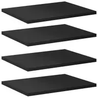 Ebern Designs Bookshelf Boards 4 Pcs High Gloss Black 15.7"X11.8"X0.6" Engineered Wood
