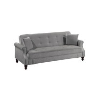 BELLUNION Contemporary Living Room Adjustable Sofa Grey Burnt-Out Fabric Couch Plush Storage Couch 1Pc Futon Sofa W Pill