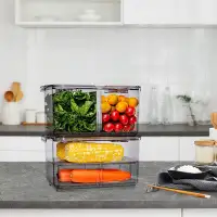 Prep & Savour Fridge Food Storage Container Storage Containers, Produce Saver With Lids And Vents,Vegetable Fruit Storag