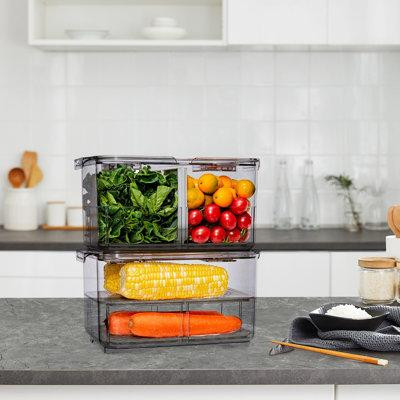 Prep & Savour Fridge Food Storage Container Storage Containers, Produce Saver With Lids And Vents,Vegetable Fruit Storag in Refrigerators