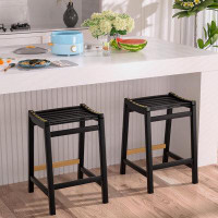 17 Stories Bar Stools Set of 2, 24 Inch Bamboo Counter Height Stools