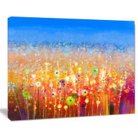 Design Art 'Abstract Flower Field Watercolor' Painting Print on Wrapped Canvas