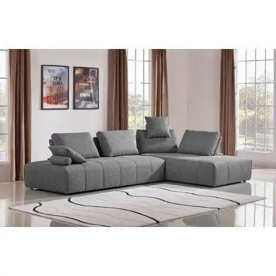 Sed98 Transform your home's interior with this luxurious grey polyester modular l shaped two piece s...