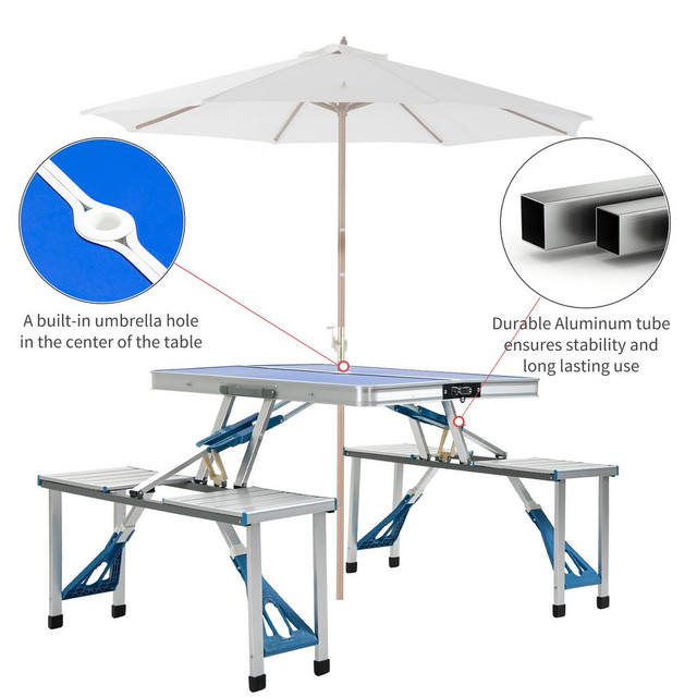 Folding Camping Table And Chair Set 53.5" x33.7" x26" Blue in Fishing, Camping & Outdoors - Image 4