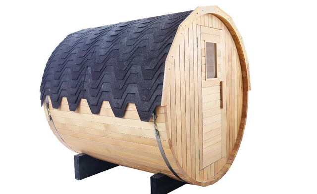 hemlock barrel sauna 5.9x5.9feet, $4499; and 5.9x 7.9 feet, $4799; for sale,  in stock in Edmonton and Vancouver in Health & Special Needs - Image 2