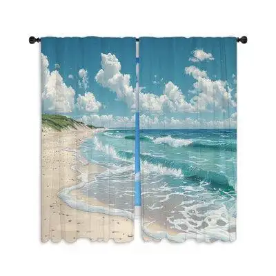 Upgrade your home decor with these Seashore sheer window curtains printed in the USA! Great for your...
