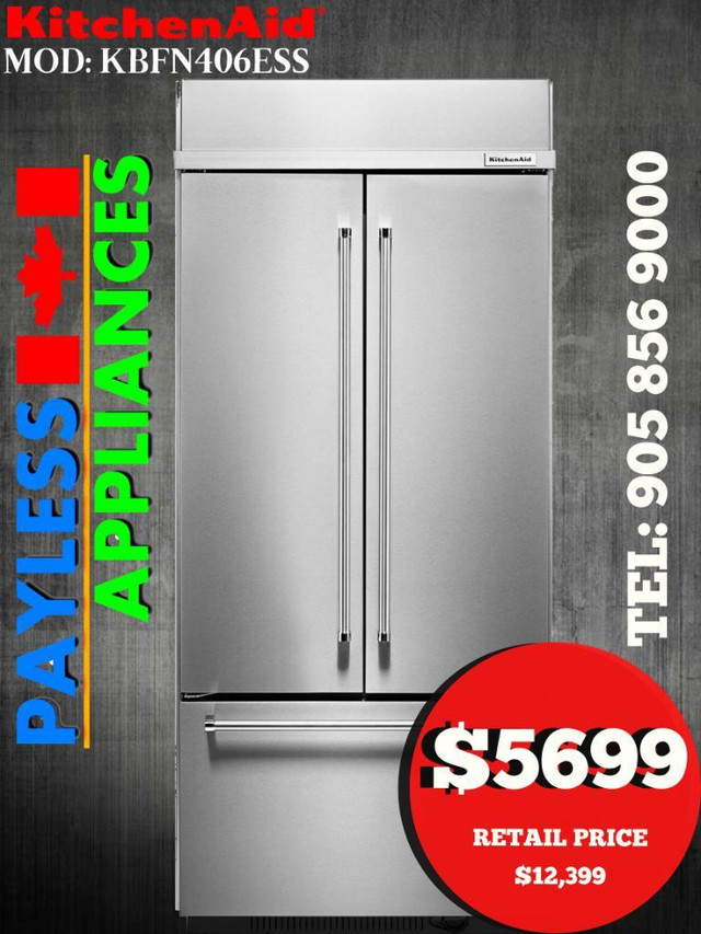 KitchenAid KBFN406ESS 36 Counter Depth French Door Refrigerator 20.8 cu. ft. Capacity Stainless Steel color in Refrigerators in Markham / York Region