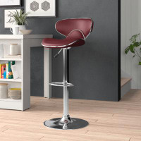 Zipcode Design™ Claudine Contemporary Cozy Mid-Back Vinyl Adjustable Height Barstool with Chrome Base