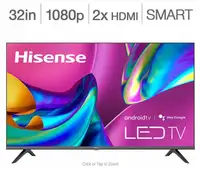 Télévision LED 32 32A4H 1080p Android Smart TV WI-FI Hisense - ON EXPÉDIE PARTOUT AU QUÉBEC !