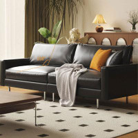 Hokku Designs 70.87" Black Microfiber Leather Modular Sofa