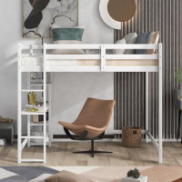Wenty Loft Bed With Built-In Desk And Shelves,Grey