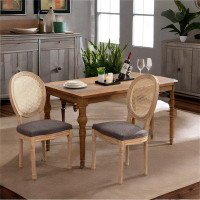 Ophelia & Co. French Style Solid Wood Frame Antique Painting Linen Fabric Rattan Back Dining Chair,set Of 2