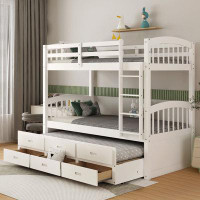 Harriet Bee Filipp Twin over Twin Solid Wood Standard Bunk Bed with Trundle by Harriet Bee