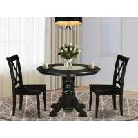 Charlton Home Greenfield 3 - Piece Solid Wood Rubberwood Dining Set