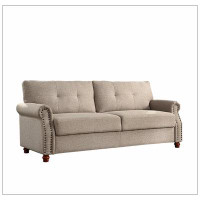 Alcott Hill Linen Fabric Upholstery With Storage Sofa /Tufted Cushions/ Easy, Tool-Free Assembly