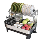 ZHILAI TENGSHUN TRADING INC Dish Drying Rack,  304 Stainless Steel 2 Tier Large Dish Rack And Drainboard Set With Swivel