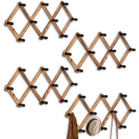Ivy Bronx 4 Pack Expandable Coat Rack, Accordion Wall Hangers, Wooden Hat Rack Wall Mounted, Hat Hooks For Keys, Hat, Co