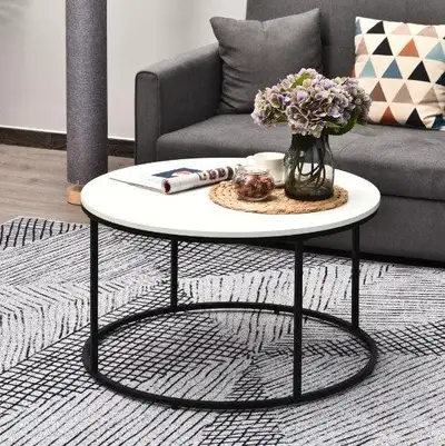 Modern Circular Coffee Table - White and Black