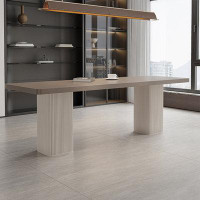 Fit and Touch Coffee+White Rock Beam+Solid Wood Dining Table