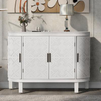 Hokku Designs Accent Storage Cabinet Sideboard Wooden Cabinet With Antique Pattern Doors