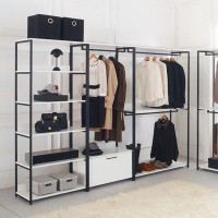 Latitude Run® Fiona White Freestanding Walk In Wood Closet System With Metal Frame