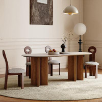 Loon Peak 4 - Person Beige Oval Sintered Stone Tabletop Dining Table Set