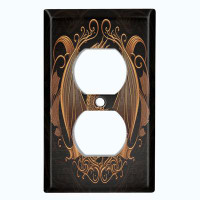 WorldAcc Metal Light Switch Plate Outlet Cover (Rustic Dragon Crest Brown  - Single Duplex)
