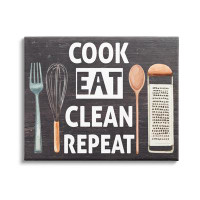 Stupell Industries Stupell Industries Cook Eat Clean Repeat Phrase Canvas Wall Art By ND Art