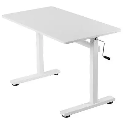 Vivo VIVO White 43" X 24" Manual Crank Stand Up Height Adjustable Desk