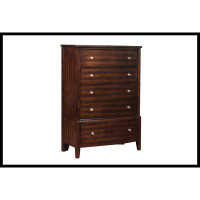 Wildon Home® Dark Cherry Finish 1Pc Chest Of 5X Drawers Satin Nickel Tone Knobs Transitional Style Bedroom Furniture_53"