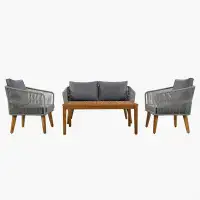 George Oliver Modern 4-Piece Patio Conversation Set With Cushions