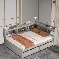 Latitude Run® Cassius Full / Double Solid Wood Storage Platform Bed