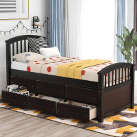 Red Barrel Studio MM Grey Twin Size Platform Bed With Drawers