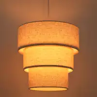 Ebern Designs Plug In Pendant Light Hanging Lamp With 15 Ft Cord On/off Switch Pendant Light Fixtures With 3-tier Linen