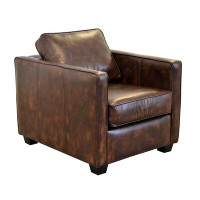 Hokku Designs Ramdas 34" Wide Top Grain Leather Club Chair