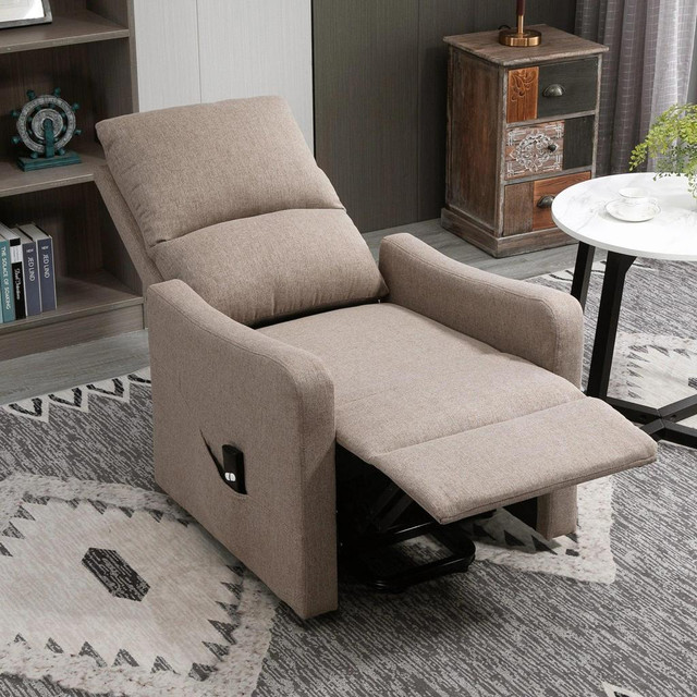 ELECTRIC LIFT RECLINER CHAIR RISING POWER CHAISE LOUNGE FABRIC SOFA WITH REMOTE CONTROL in Chairs & Recliners