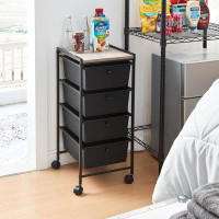 DormCo Suprima Storage Carts - 4 Drawer Woodtop Shelf