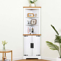 Latitude Run® Corner Cabinet Dresser Cabinet Barcabinet Corner Bathroom Cabinet With 2 Doors And 3 Tier Shelves Free Sta