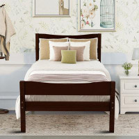 Winston Porter Refreshingly Classic Designed Twin Size Wooden Platform Bed With Headboard,Suit For Bedroom