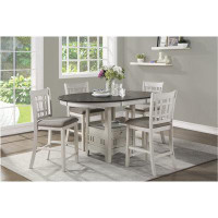 Gracie Oaks Maia White Fabric Upholstered Seat Oval Dining Room Set