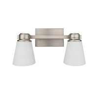 Ebern Designs Jordan 2-Light Vanity Light In Satin Nickel With Frosted White Glass Shades