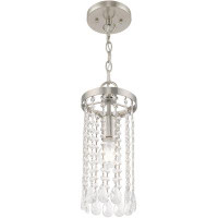 House of Hampton 1 Light Brushed Nickel Mini Pendant With Clear Crystals Shade