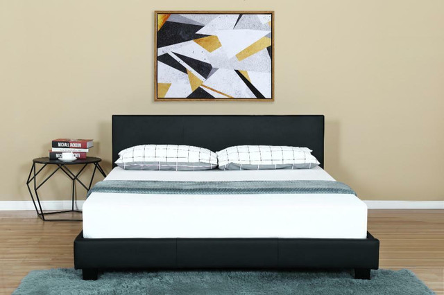 NEW BONDED LEATHER DELUXE BED FRAME & HEADBOARD QUEEN KING TWIN 1864 in Beds & Mattresses in Edmonton Area - Image 3